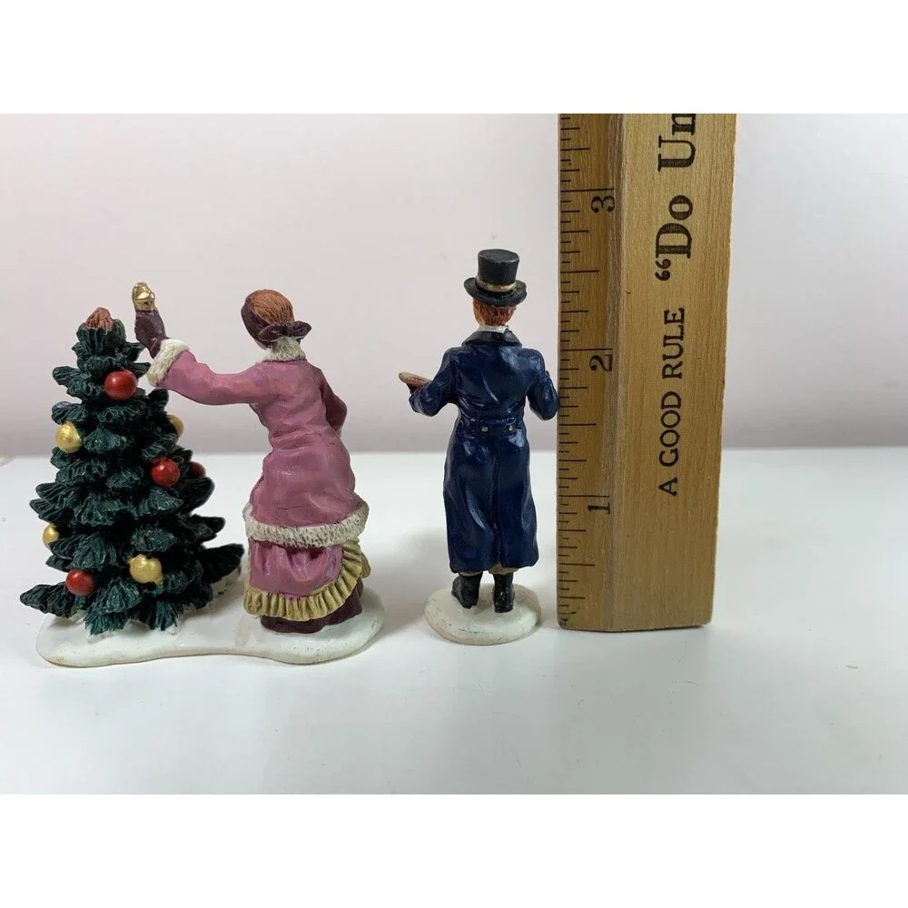 Lemax Christmas Figurines Lady Decorating Tree Man Singing Holiday Village Decor